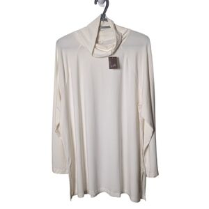 NWT J. JILL Cream Luxe Supima Cotton‎ Modal Turtleneck Tunic Top